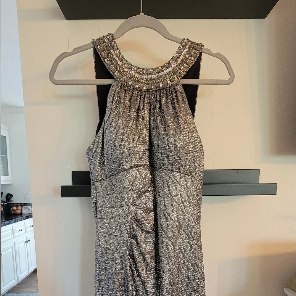 Caché Silver Dress, Size 6 - Picture 2 of 3